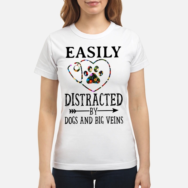 Nurse easily distracted by dogs and big veins shirt
