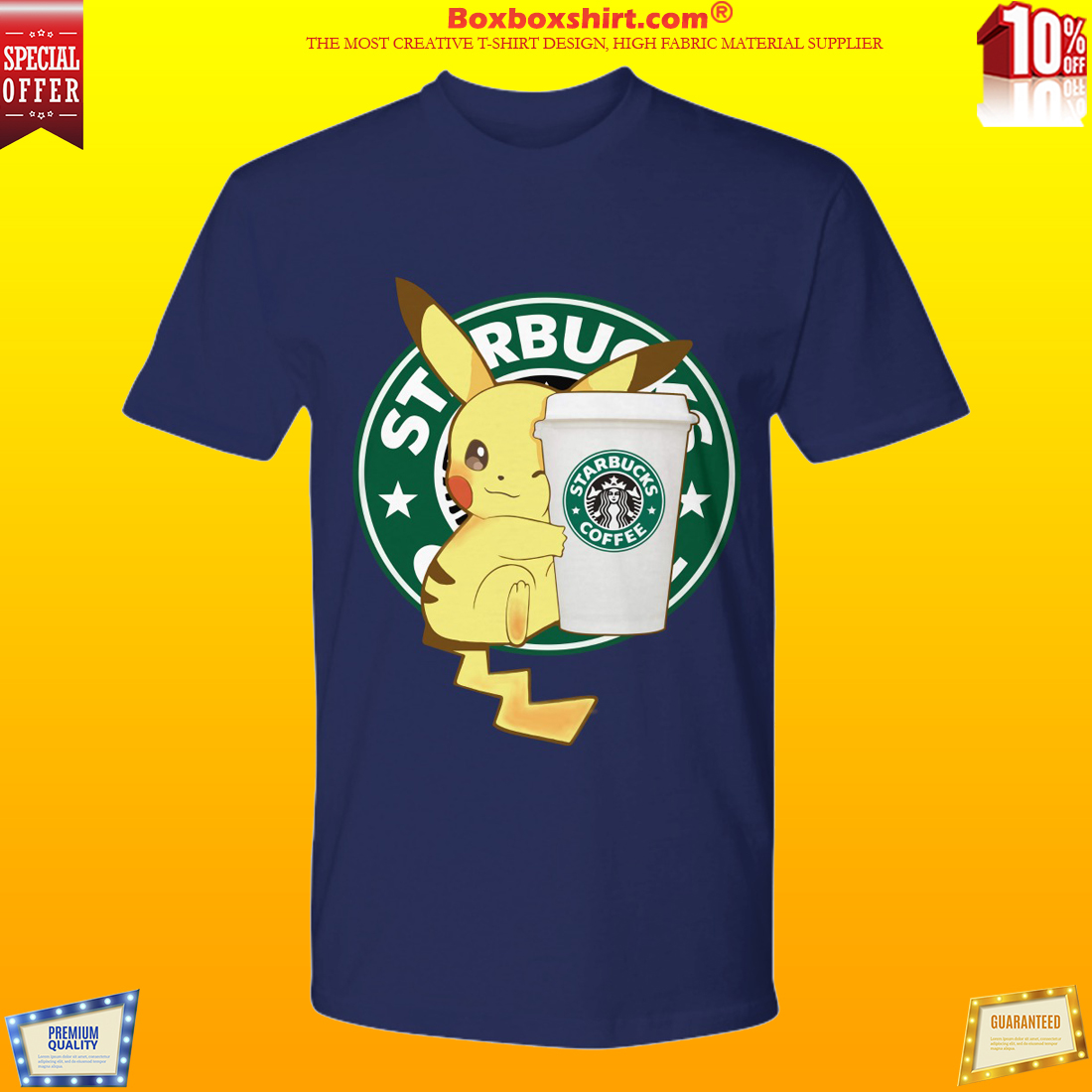 Pikachu Starbucks coffee premium tee shirt