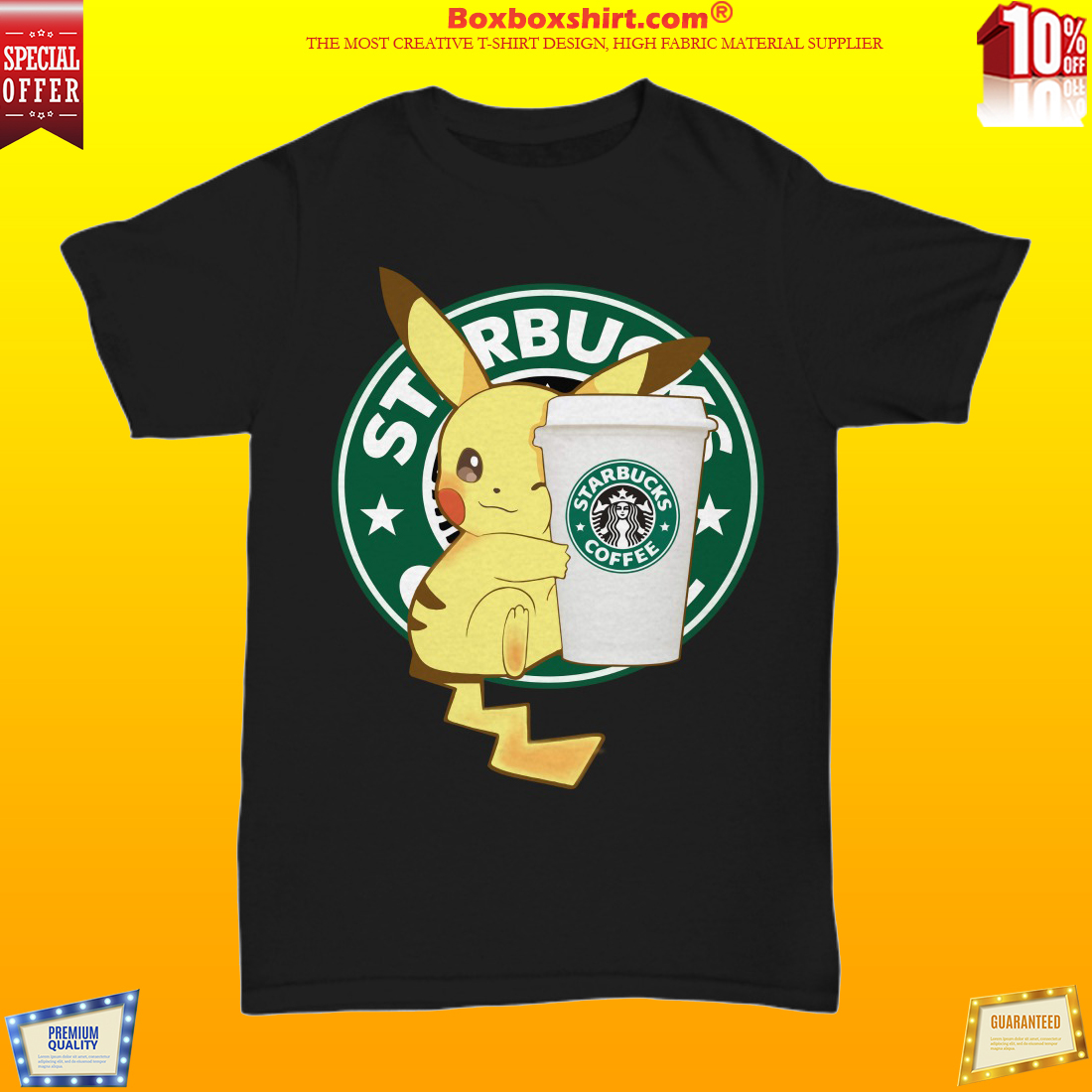 Pikachu Starbucks coffee shirt