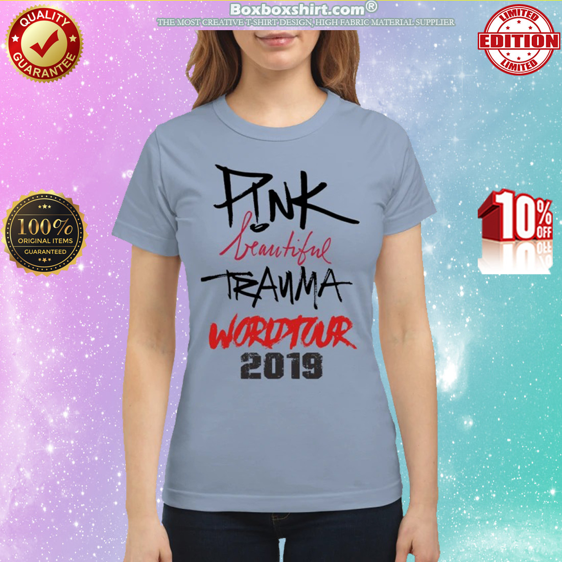 pink beautiful trauma tour merchandise