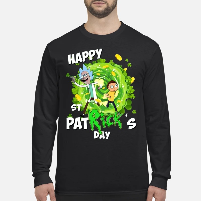 Rick and Morty Happy St Patrick day men's long sleeved shirt