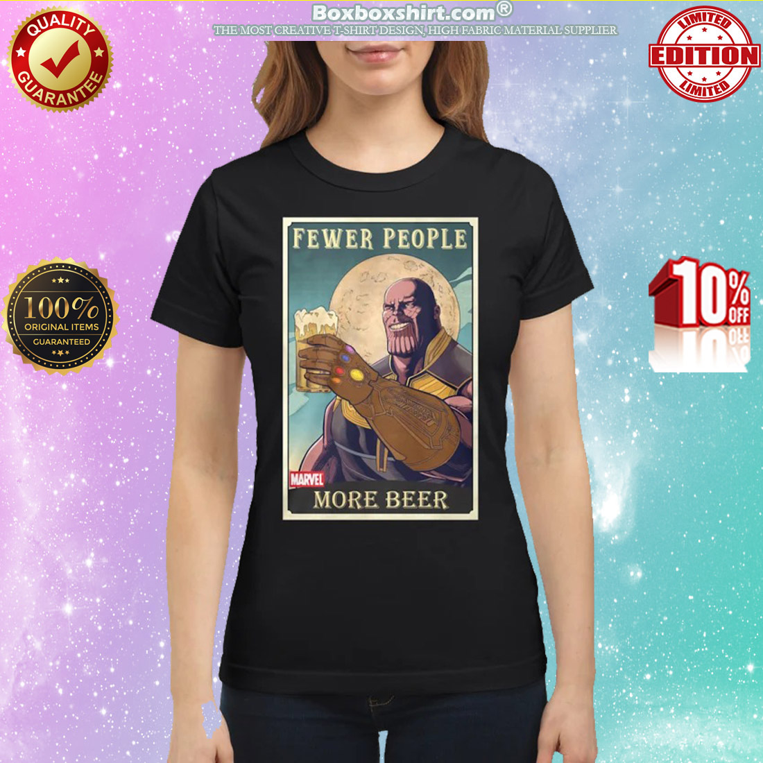 Thanos fewer people more beer classic shirt