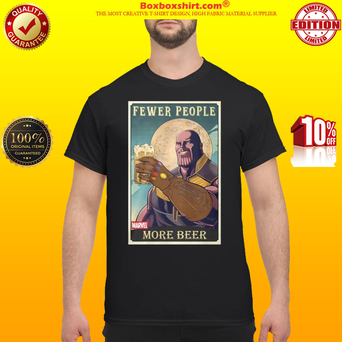 Thanos fewer people more beer shirt