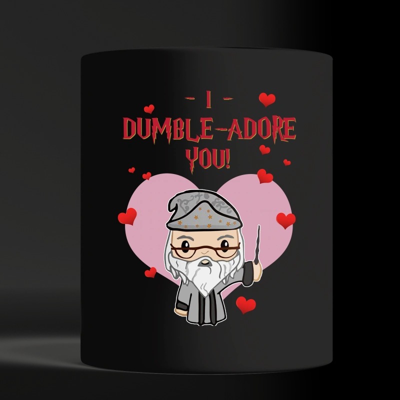 Valentine I dumble adore you black mug