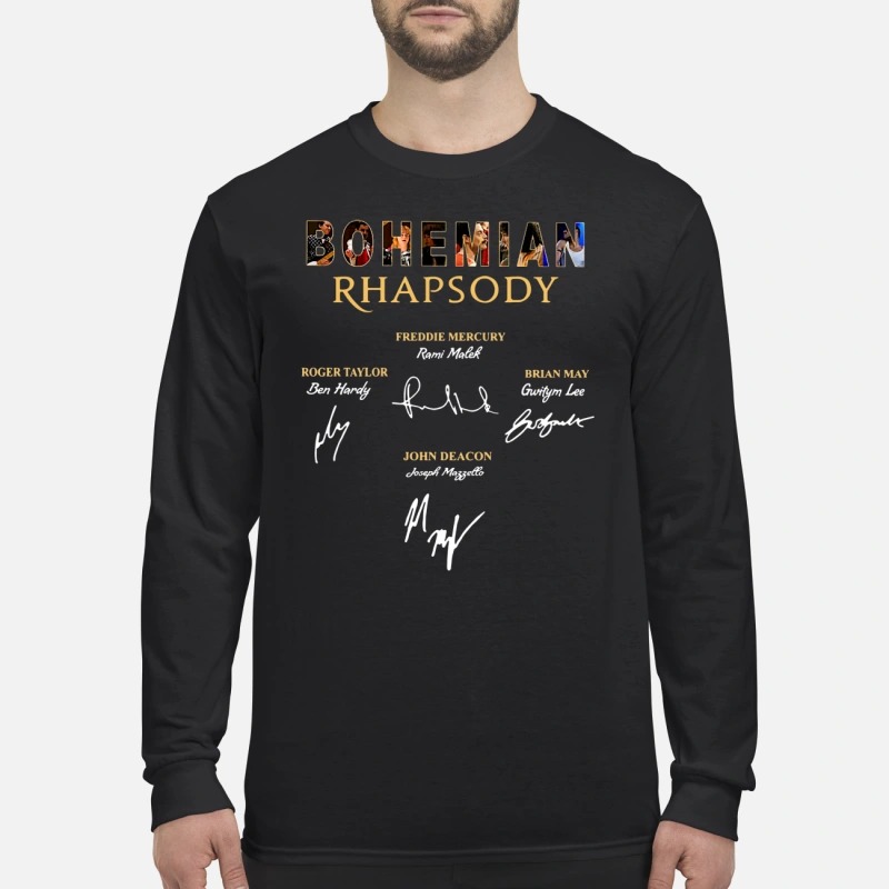 Bohemian Rhapsody Freddie Mercury Signatures men's long sleeved shirt