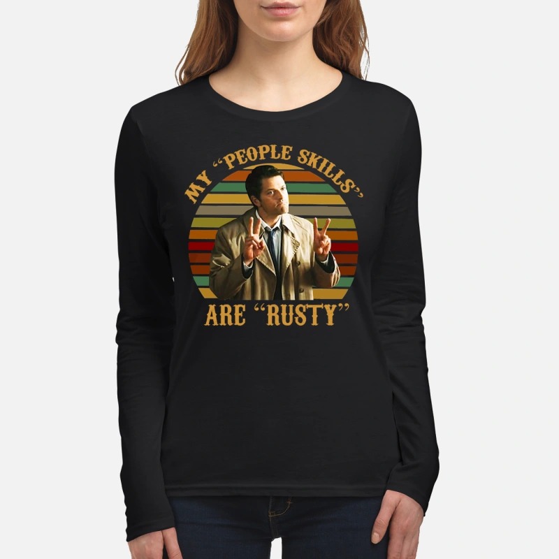Castiel supernatural my people skills are rusty women's long sleeved shirt