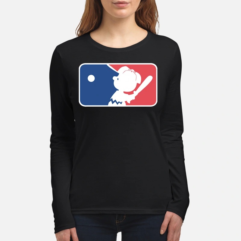 Charlie Brown play baseball women's long sleeved shirt