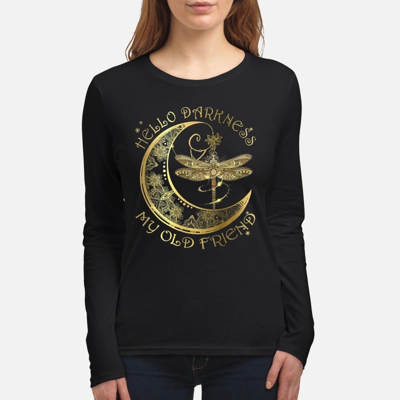 Dragonfly and moon hello darkness my old friend women's long sleeved shirt