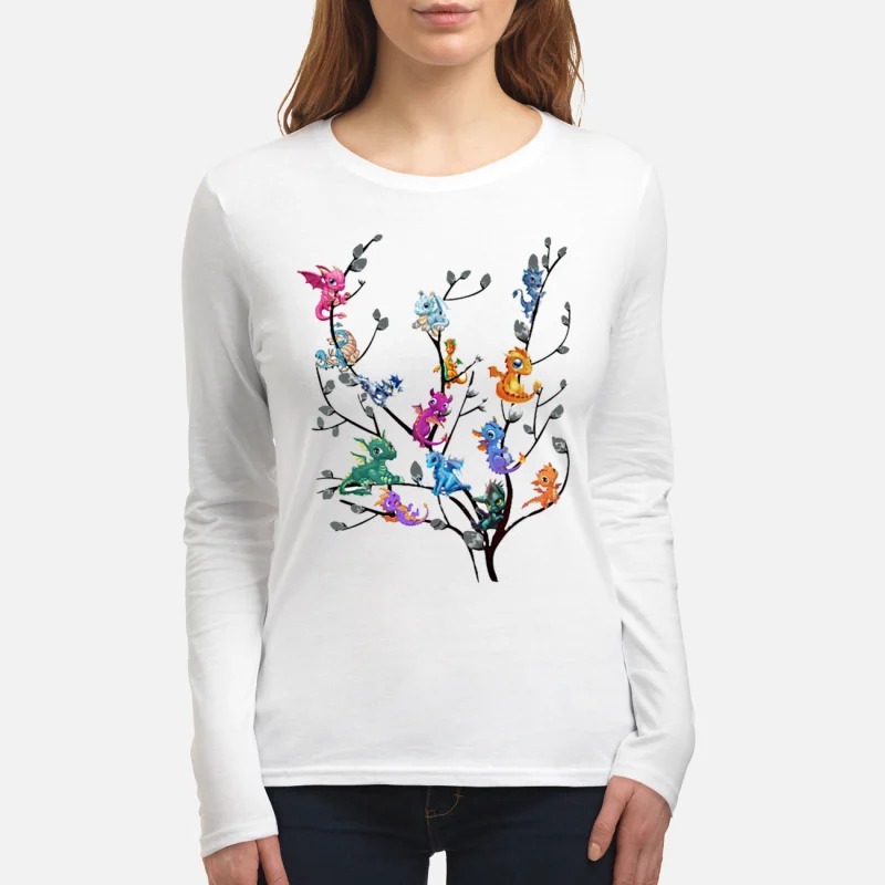 Dragons on tree women's long sleeved shirt