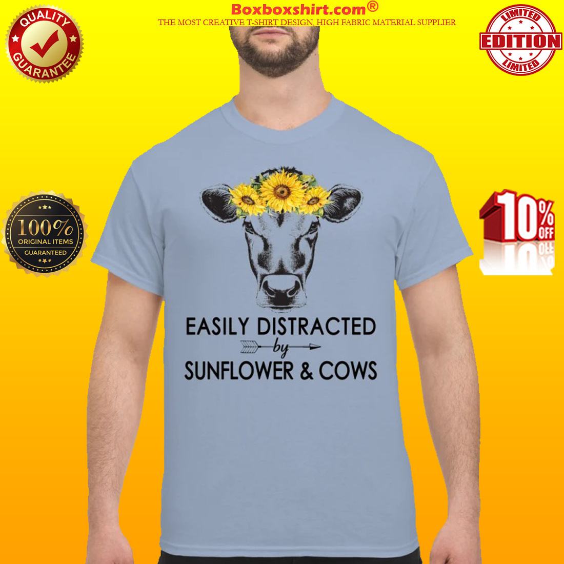 Easily distracted by sunflower and cows classic shirt