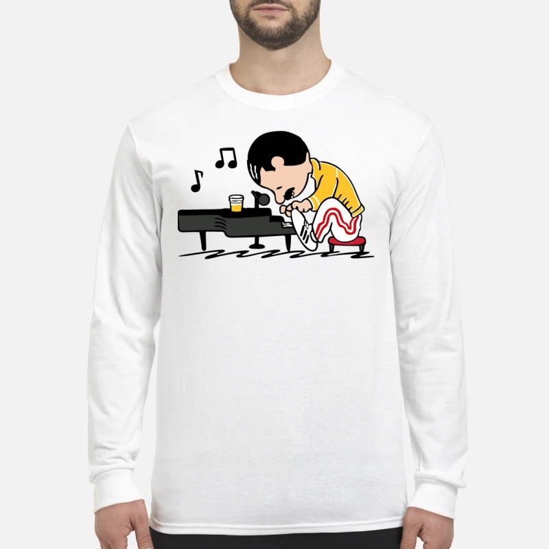 Freddie Mercury play piano men's long sleeved shirt