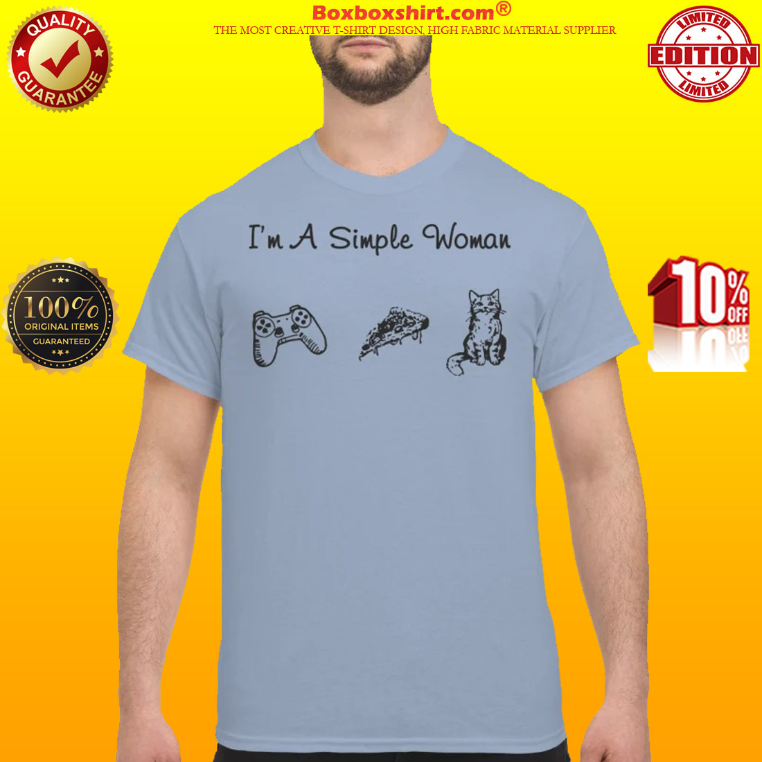 I'm a simple woman play game pizza cat classic shirt