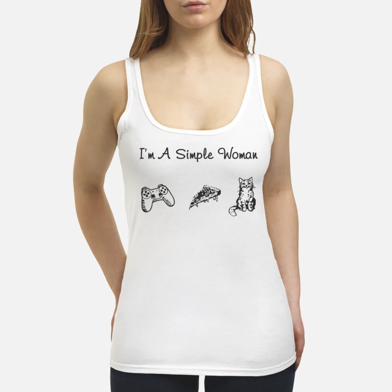 I'm a simple woman play game pizza cat shirt and tank top