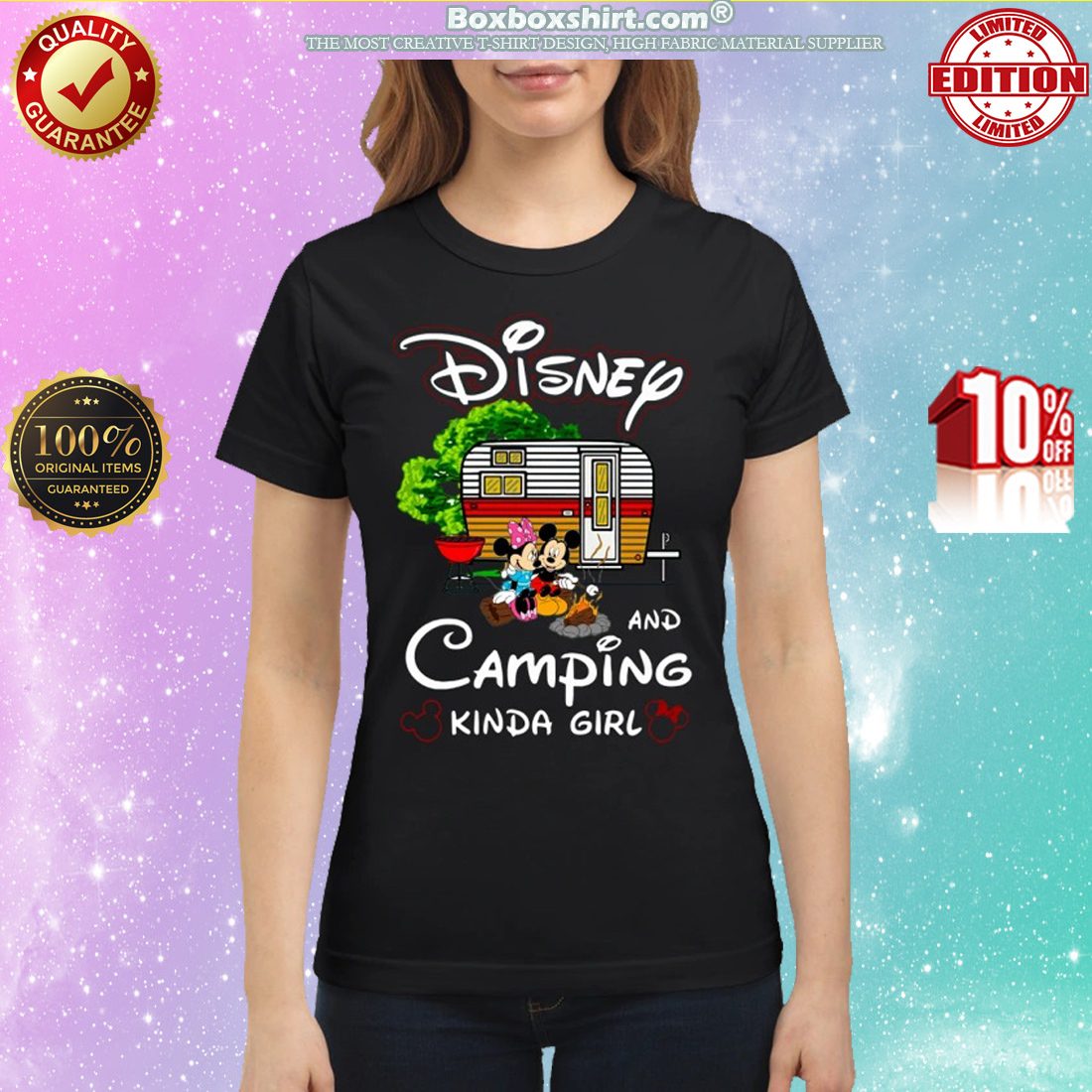 Mickey and Minnie Disney and camping kinda girl classic shirt