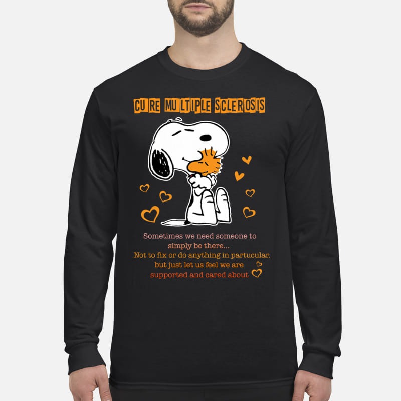 Snoopy and woodstock cure multiple sclerosis men's long sleeved shirt