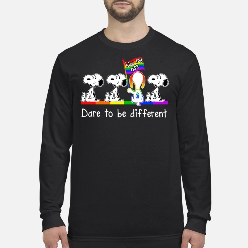 Snoopy dare to be different kiss my ass men's long sleeved shirt
