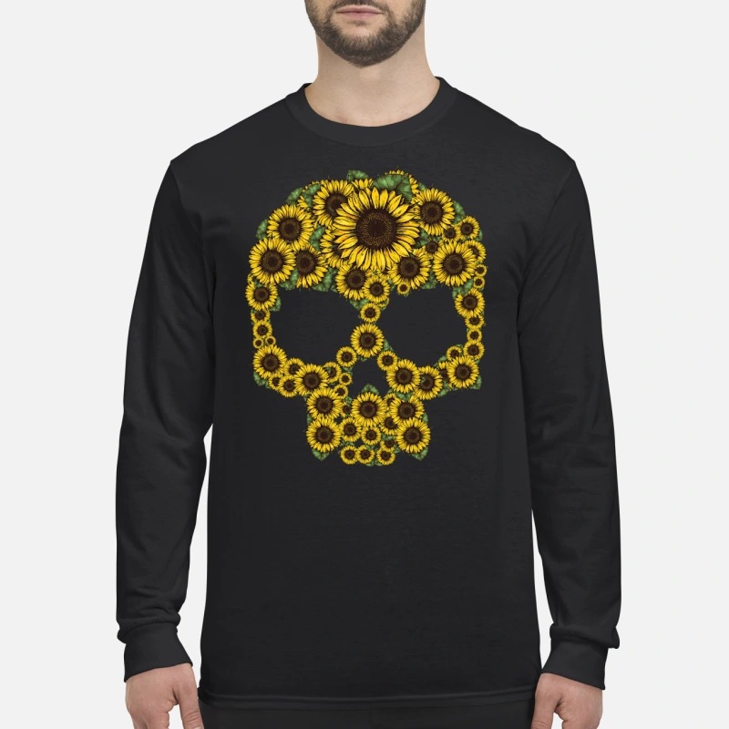 Sunflower skull men's long sleeved shirt