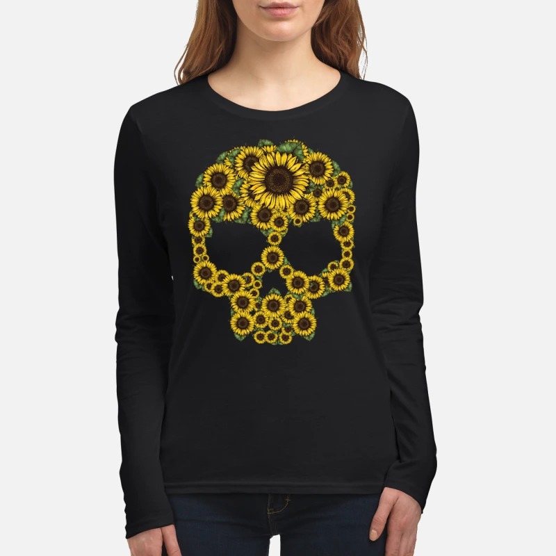 Sunflower skull women's long sleeved shirt