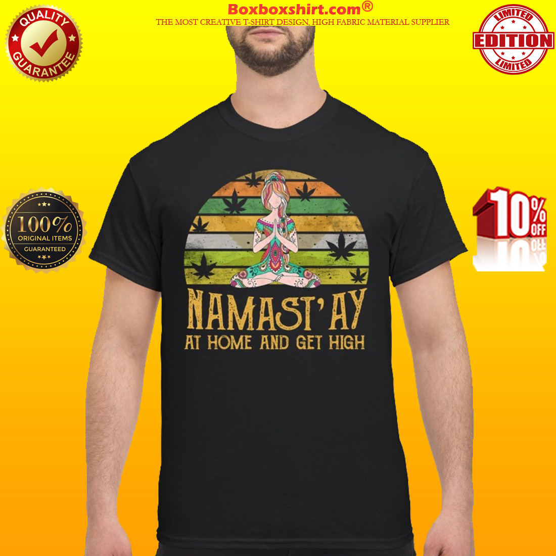 Yoga girl namastay at home and get high classic shirt