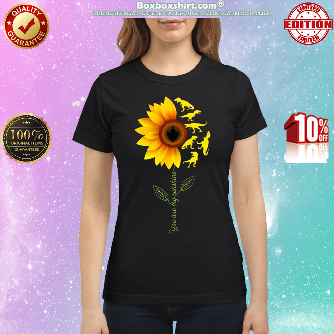 You are my sunshine sunflower dinosaur classic shirt
