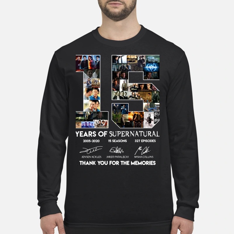 15 years of Supernatural Thank you for the memories men's long sleeved shirt
