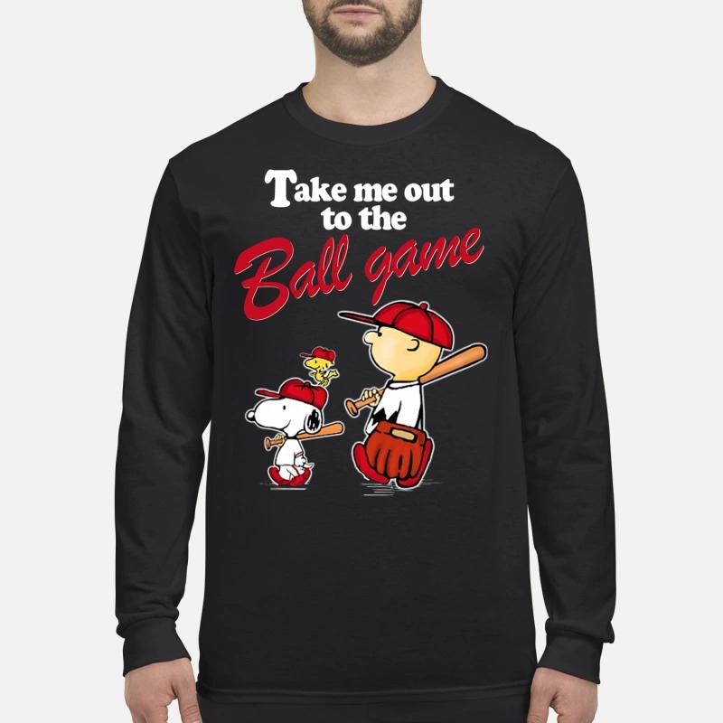 Charlie and Snoopy take me out to the ball game men's long sleeved shirt