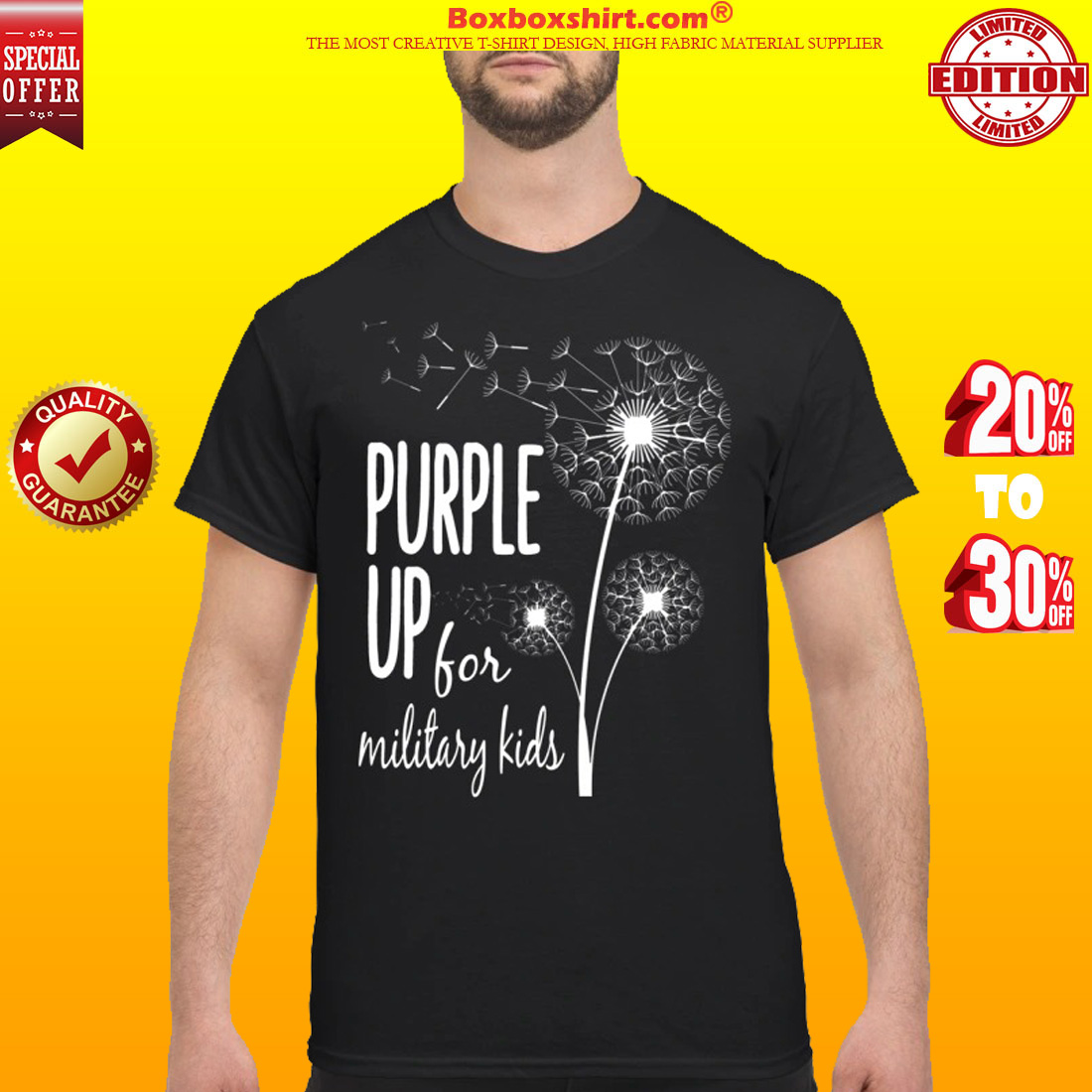 Dandelion purple up for military kids classic shirt