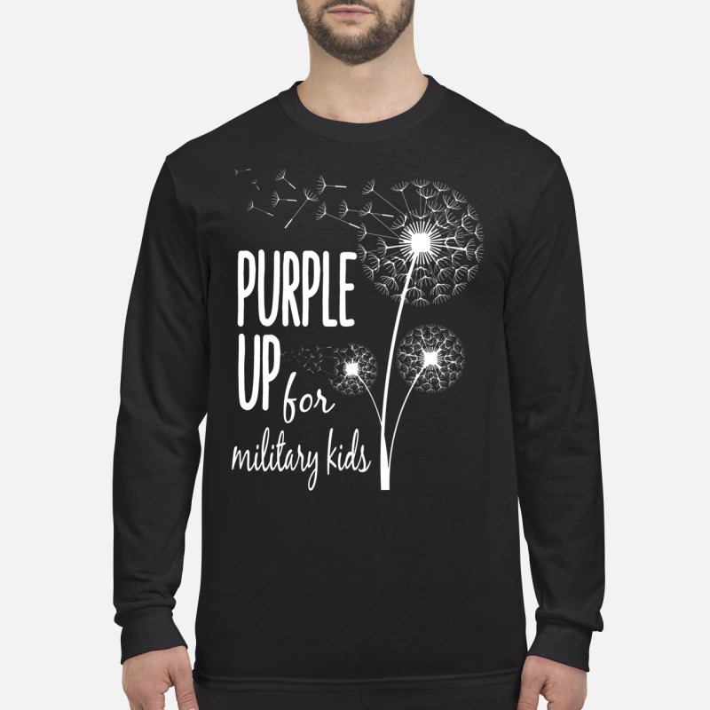 Dandelion purple up for military kids men's long sleeved shirt