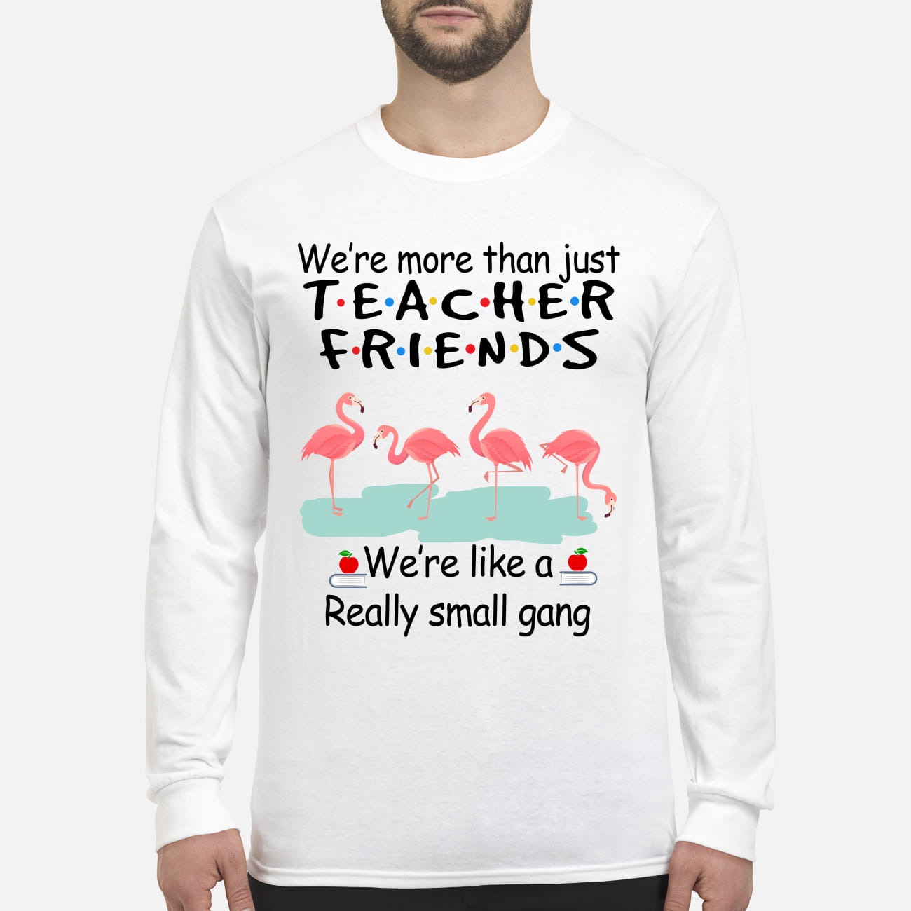Flamingos We are more than just teacher friends we're like a small gang men's long sleeved shirt