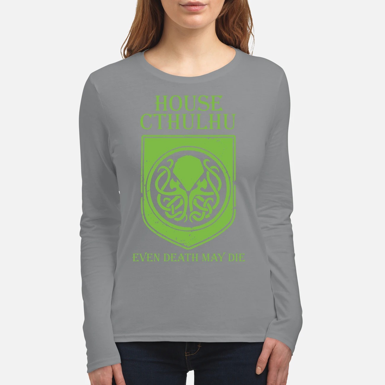 House cthulhu even death may die women's long sleeved shirt