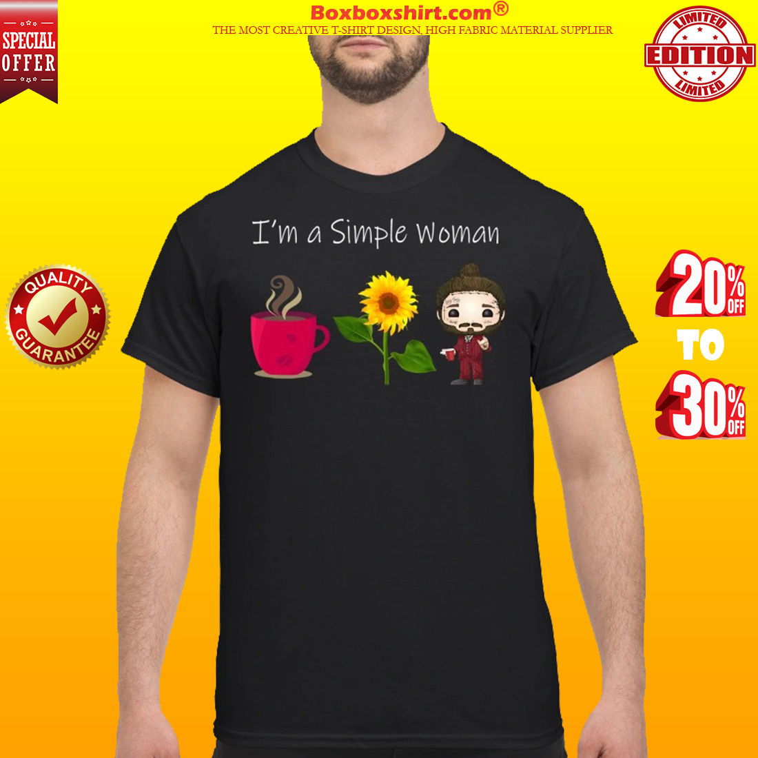 I'm simple woman coffee sunflower Post Malone shirt