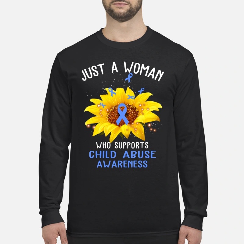 Just a woman who supports child abuse awareness men's long sleeved shirt