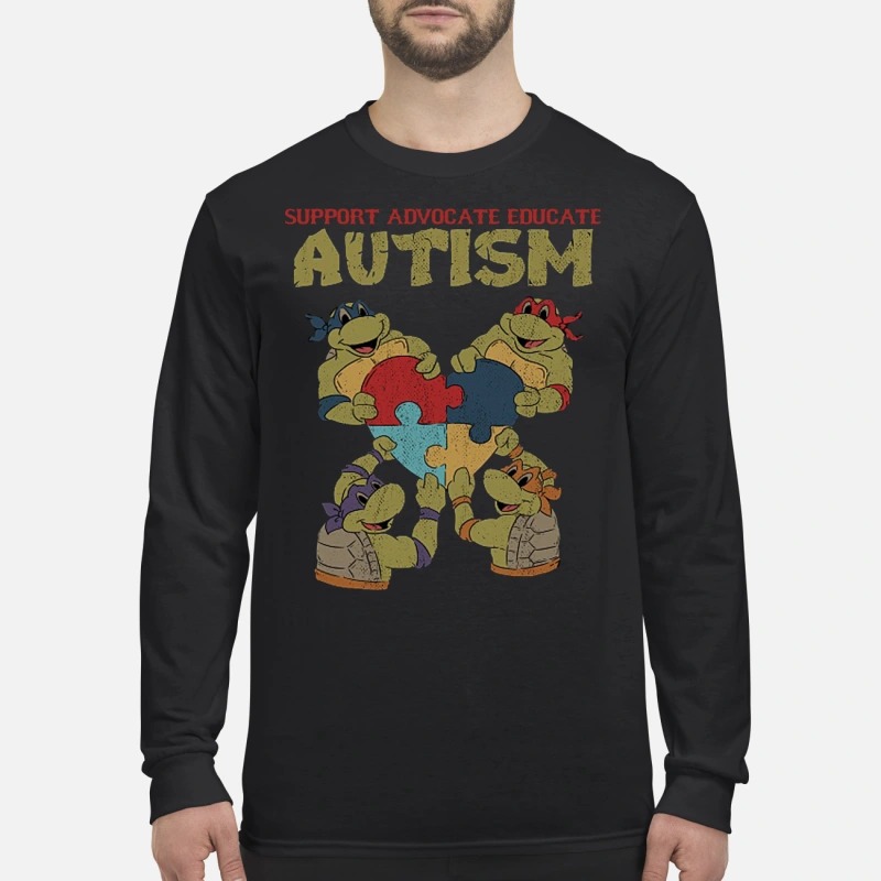 Ninja turtle support advocate educate autism men's long sleeved shirt