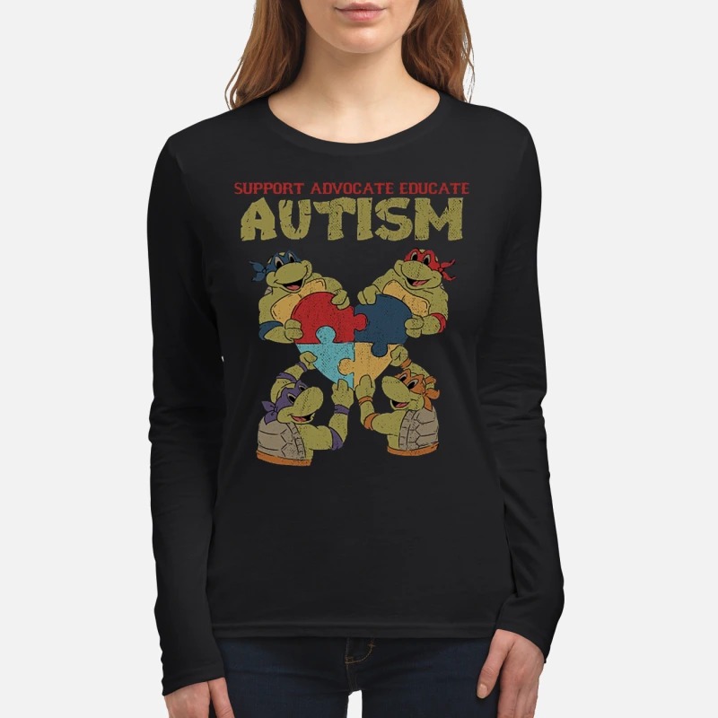 Ninja turtle support advocate educate autism women's long sleeved shirt