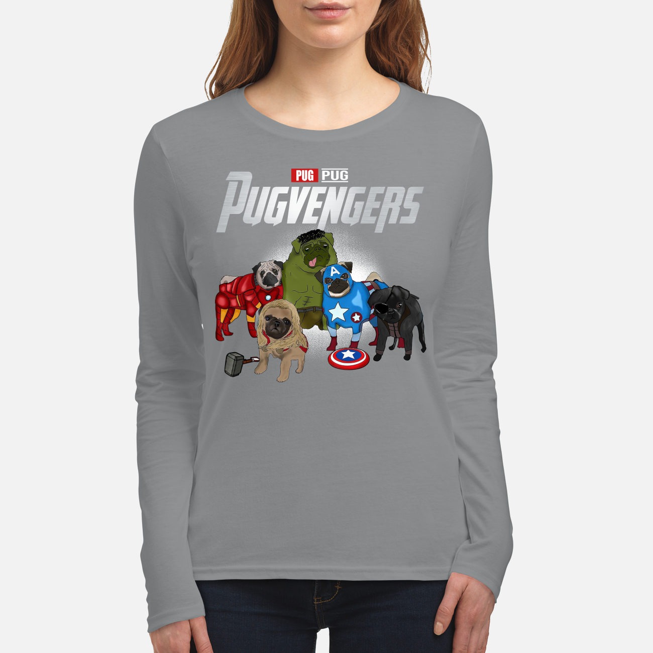 Pug avengers pugvengers women's long sleeved shirt