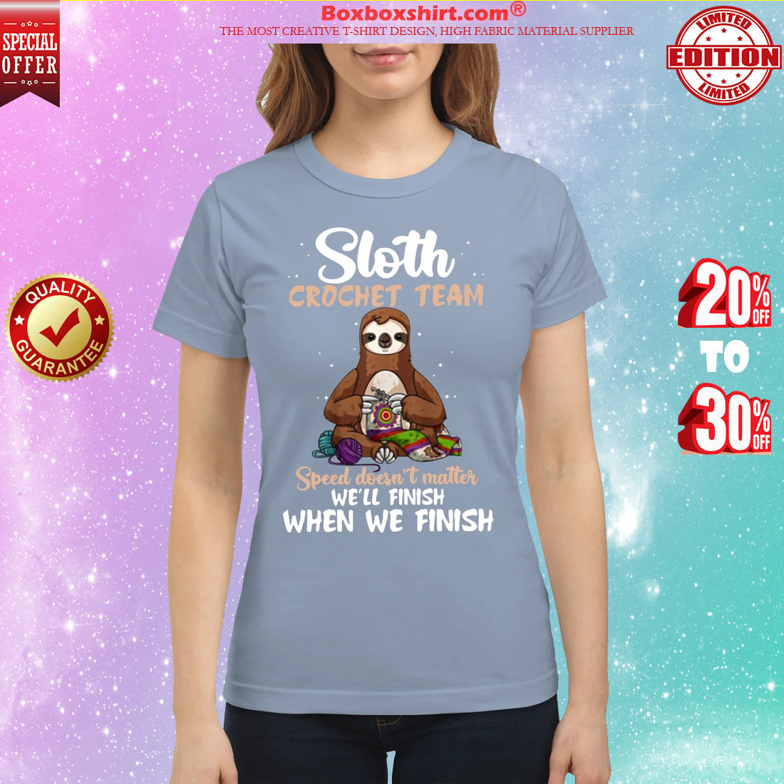Sloth crochet team speed doesn't matter we'll finish when we finish classic shirt