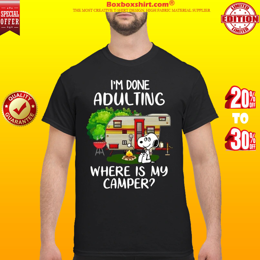 Snoopy I'm done adulting where is my camper shirt