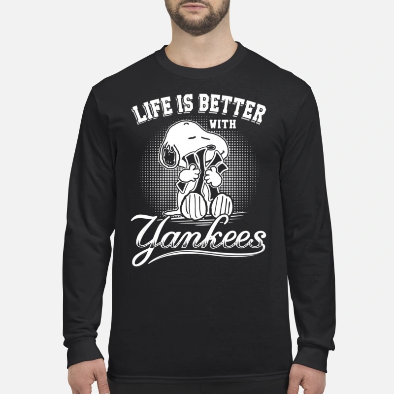 Snoopy life is better with Yankees men's long sleeved shirt