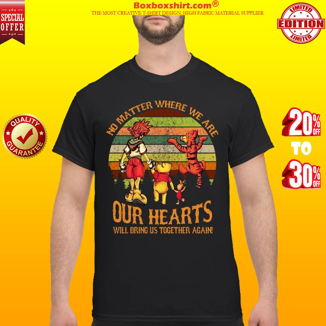 Sora Pooh Tiger no matter where we are our hearts will bring us together again classic shirt