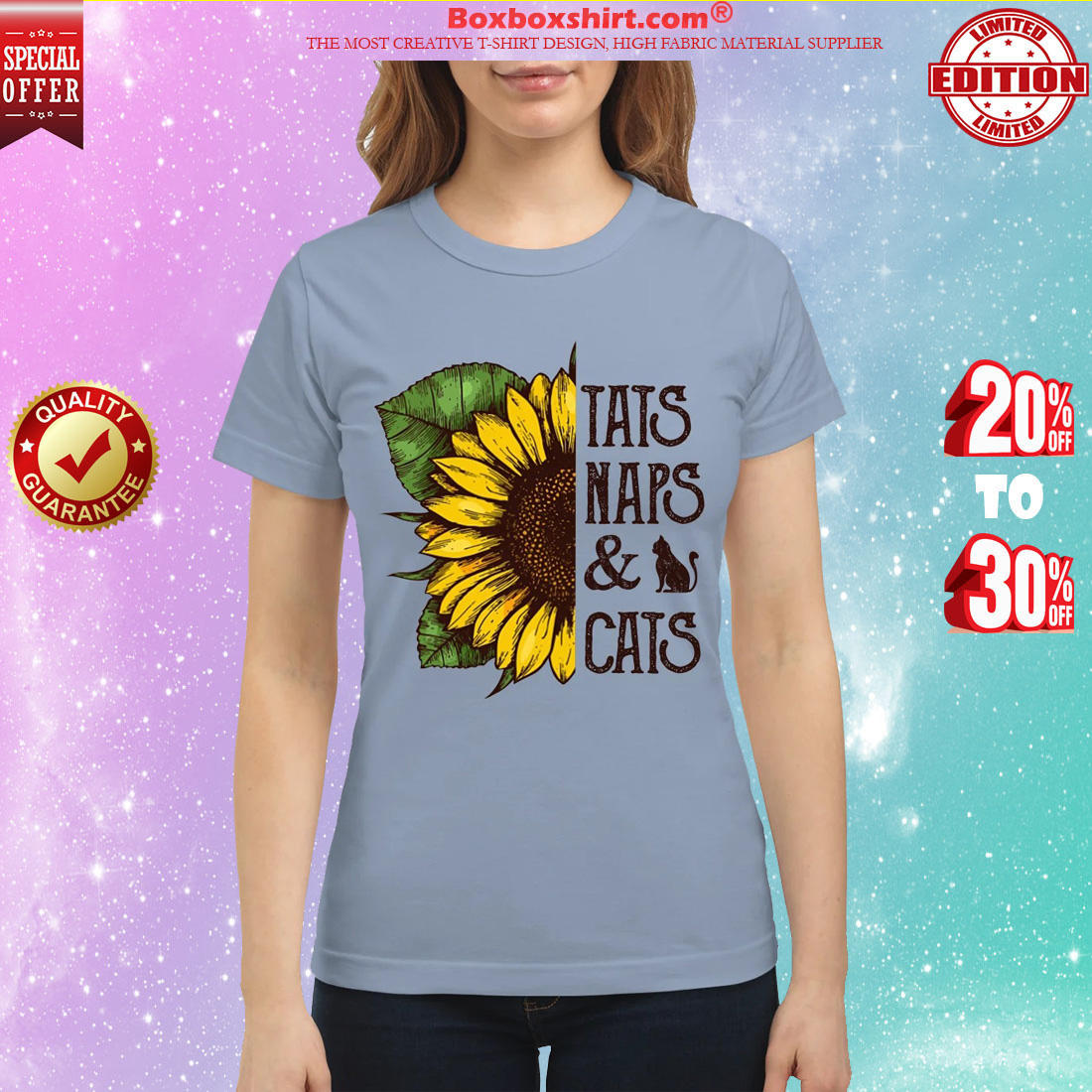 Sunflower Tats naps and cats classic shirt