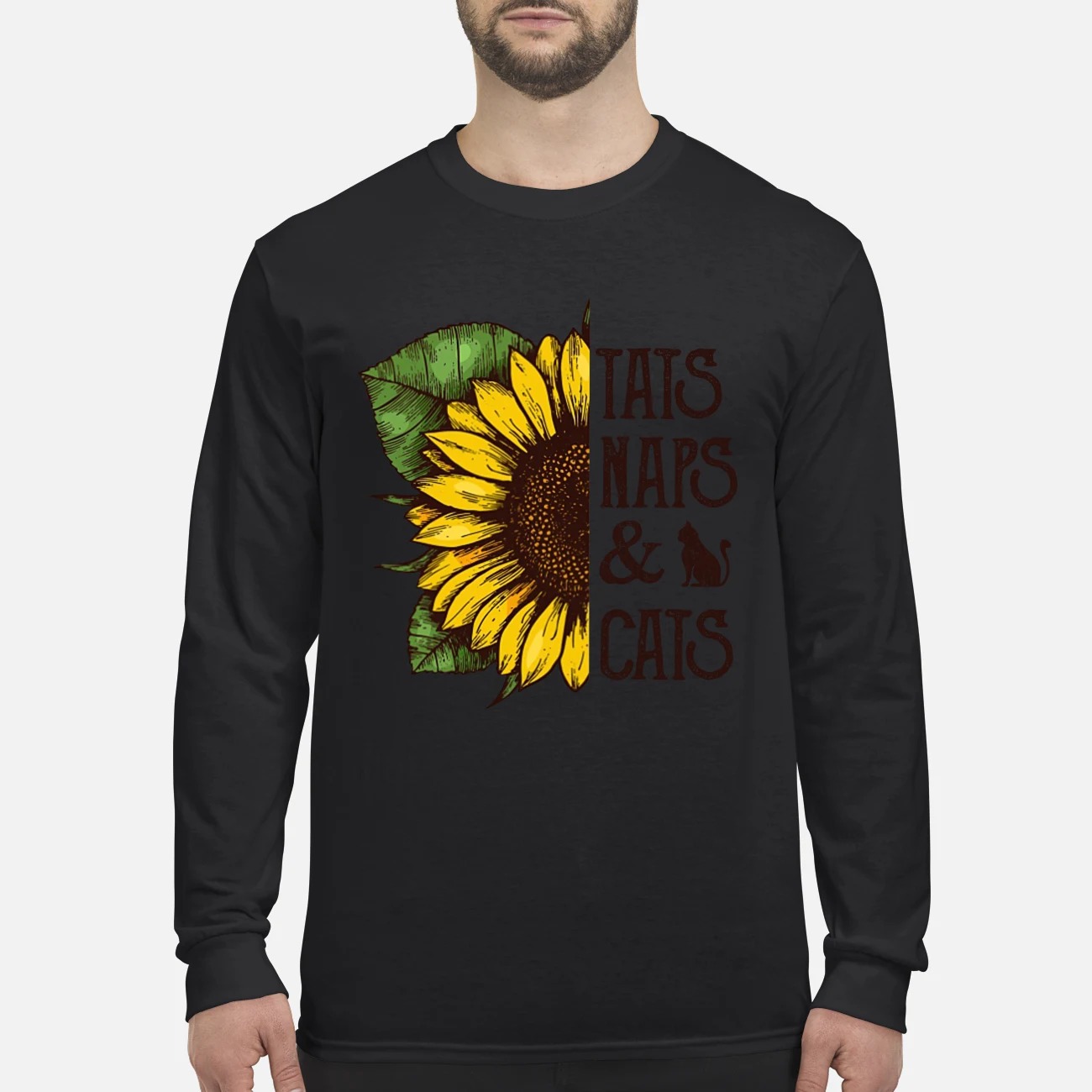 Sunflower Tats naps and cats men's long sleeved shirt
