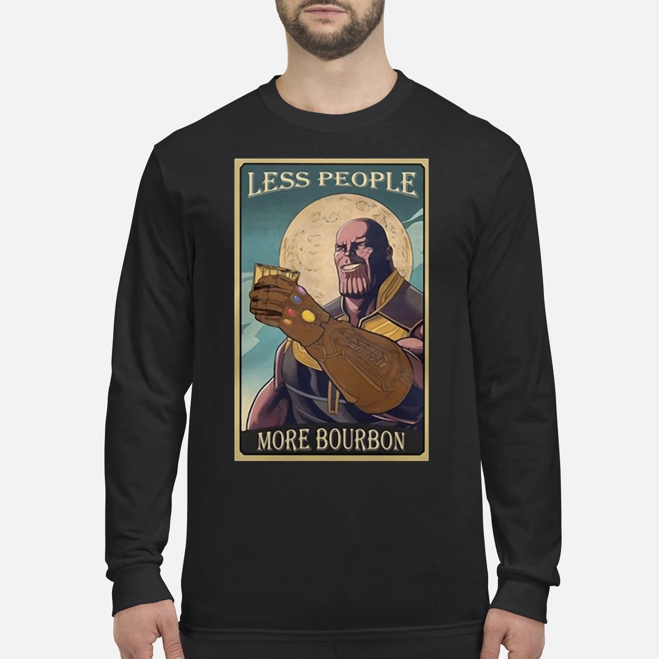 Thanos Less people more bourbon men's long sleeved shirt