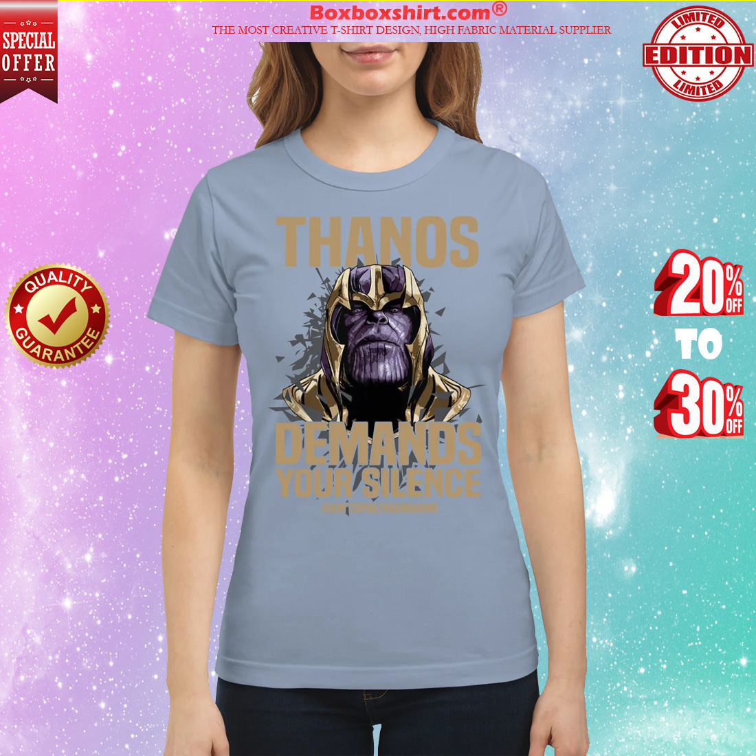 Thanos demands your silence dont spoil the end game classic shirt