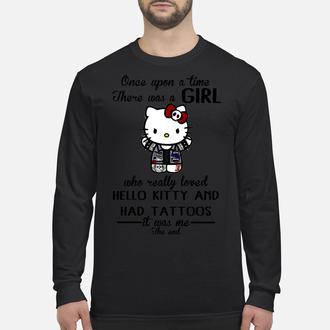 There was a girl who loved hello kitty and had tattoos men's long sleeved shirt