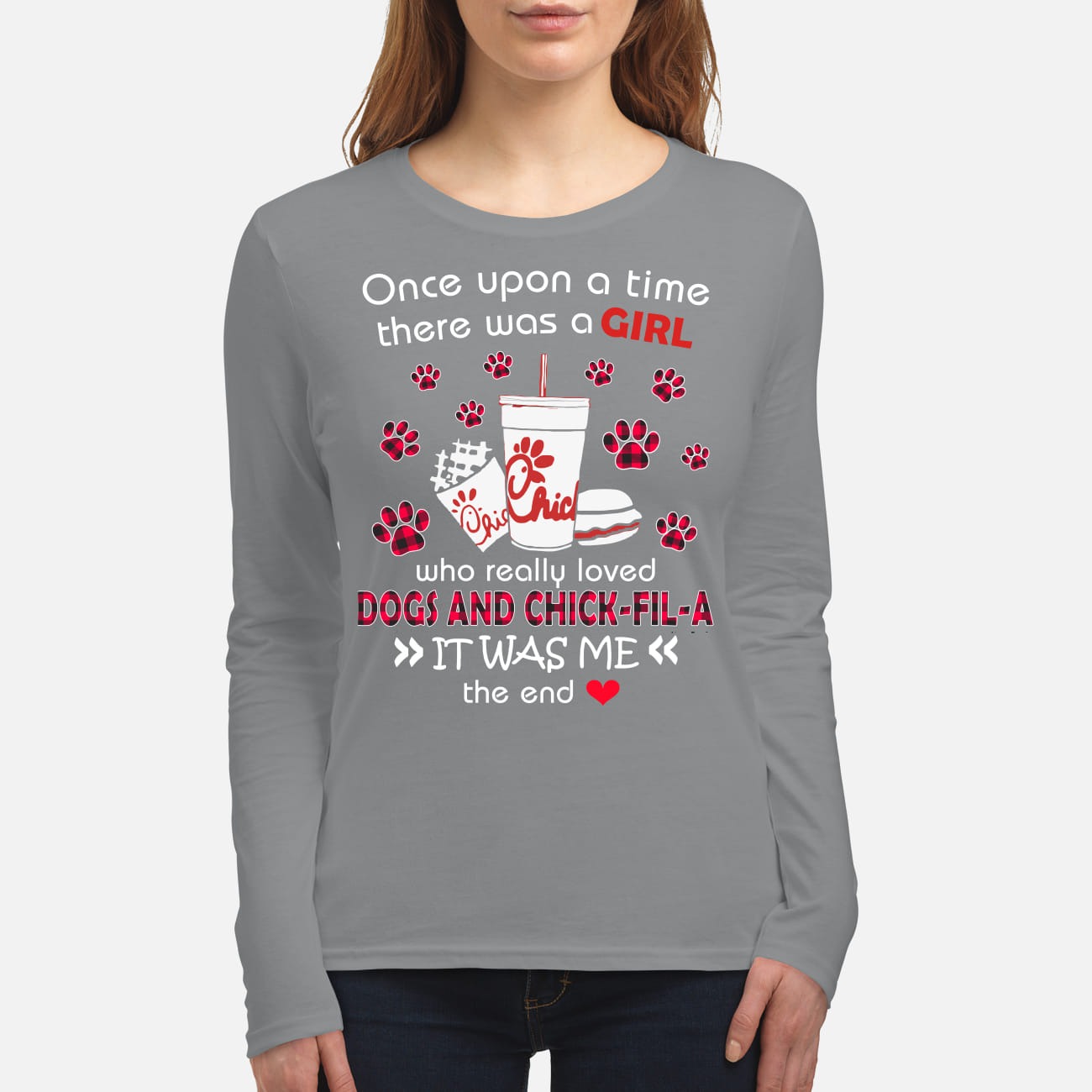 There was a girl who really loved dogs and chick fil a women's long sleeved shirt