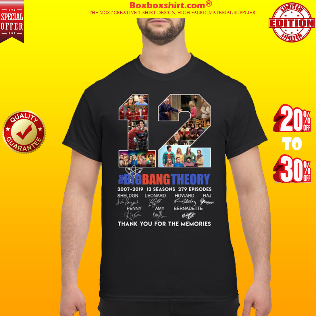 12 years the big bang theory thank you for the memories classic shirt