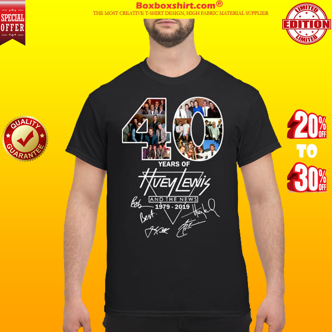 40 years of Huey Lewis and the News signatures shirt