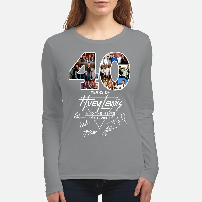 40 years of Huey Lewis and the News signatures women's long sleeved shirt