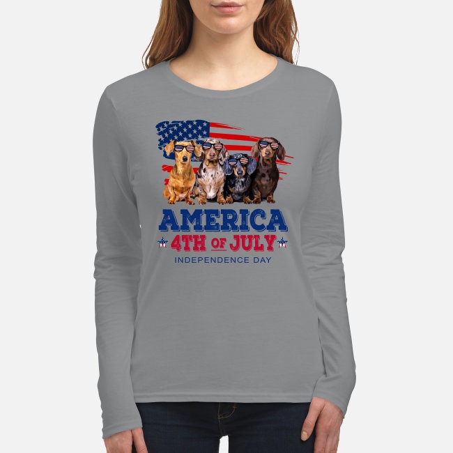 Dashmund american 4th of July independence day women's long sleeved shirt