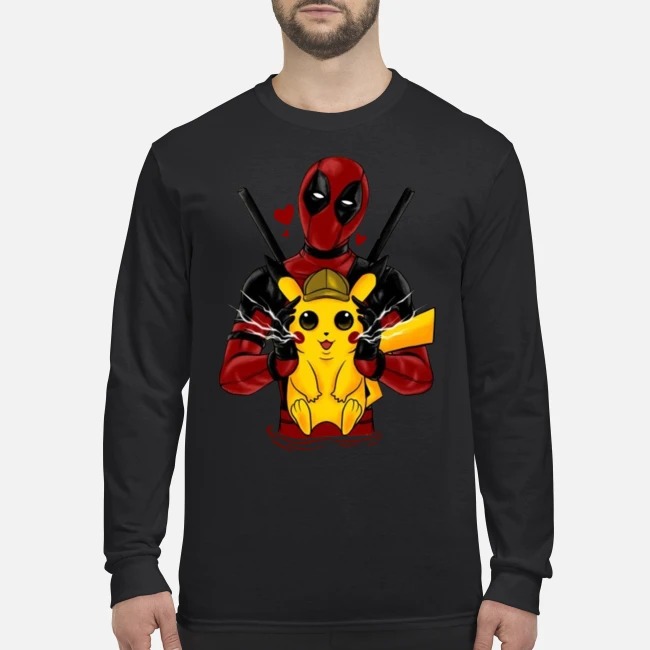 Deadpool hug pikachu men's long sleeved shirt
